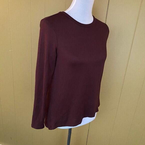 American Eagle women XS soft & plush Longsleeve Crewneck top burgundy - Picture 4 of 9
